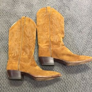 Ladies JUSTIN cowboy boots suede chestnut brown 7